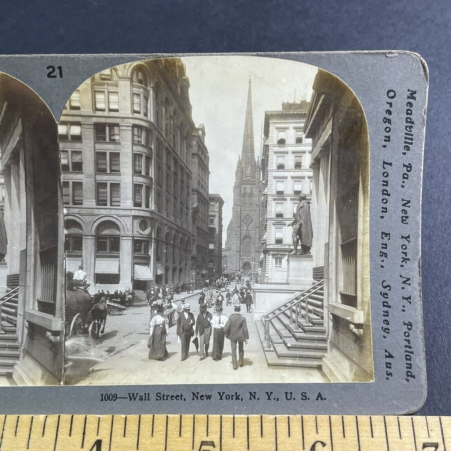 Antique 1909 Wall Street Stock Exchange New York Stereoview Photo Card P2240