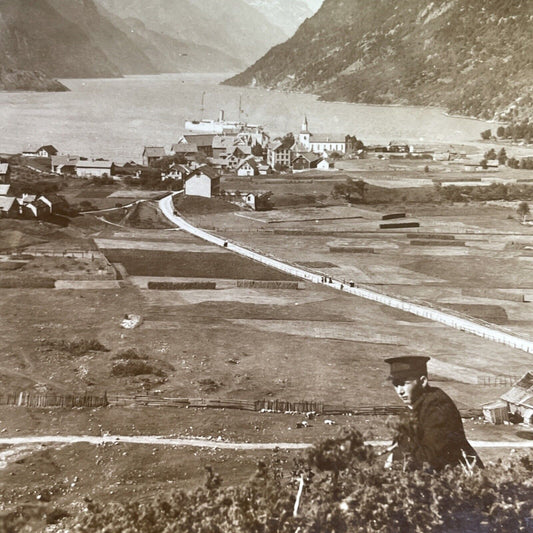 Antique 1902 Sorfjorden Odda Norway Stereoview Photo Card P1710