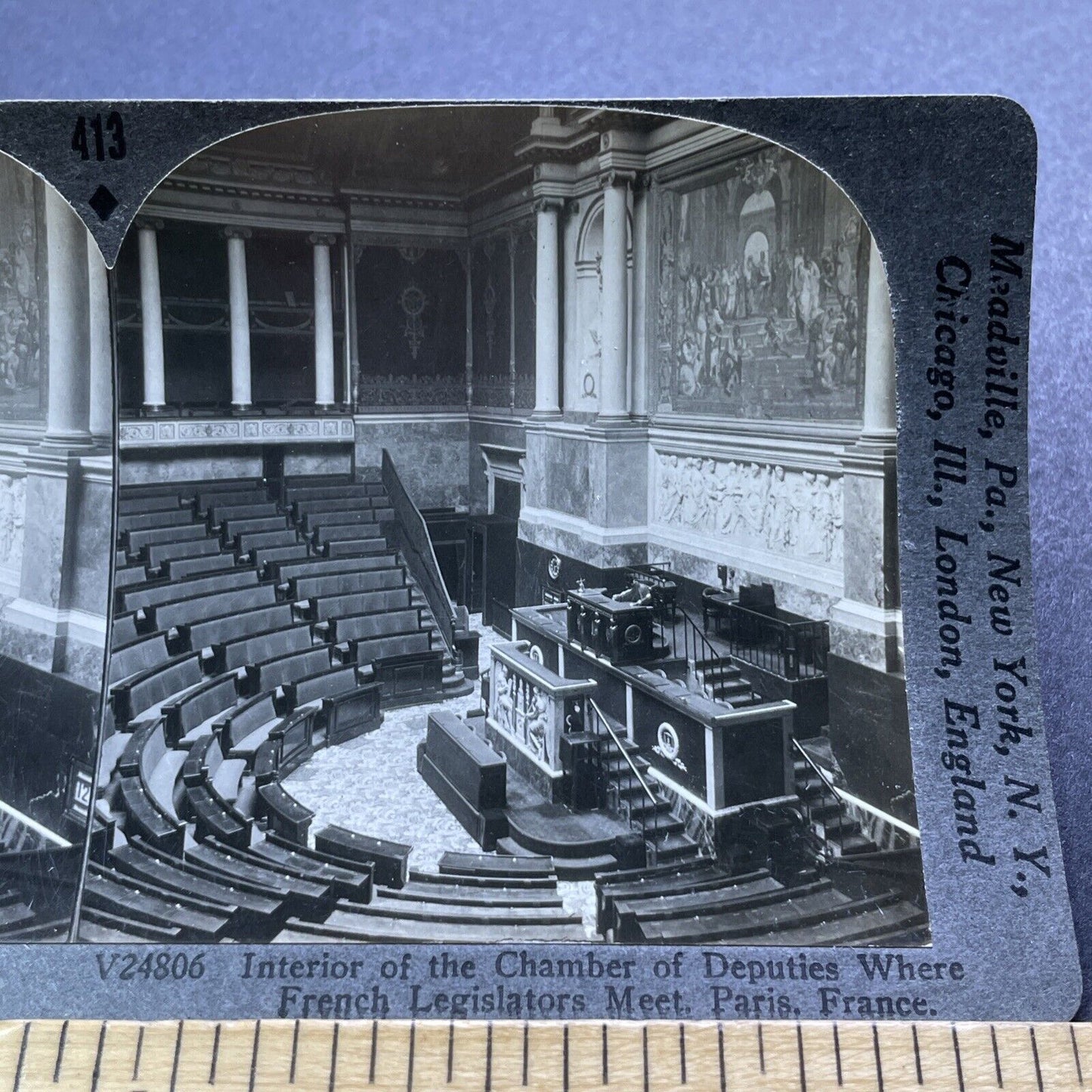 Antique 1930s French Parliament Paris France Stereoview Photo Card V2946