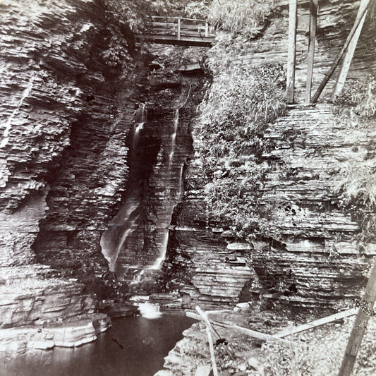 Antique 1890s Watkins Glen Gorge New York Stereoview Photo Card P3828