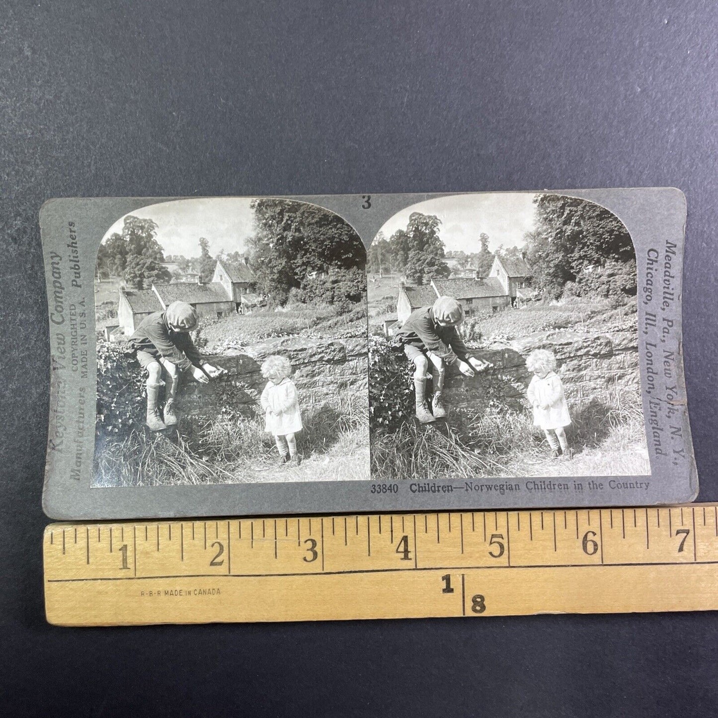 Norwegian Children in the Countryside Norway Stereoview Antique c1910s Y1366