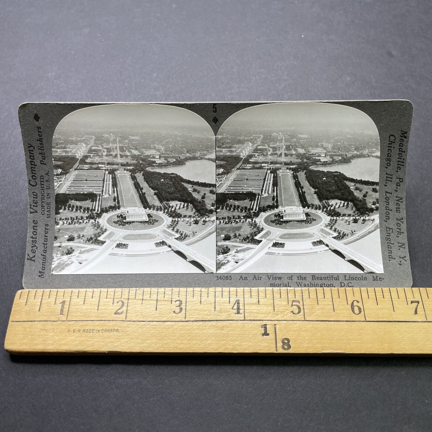 Antique 1923 Lincoln Memorial Aerial Washington DC Stereoview Photo Card P2476