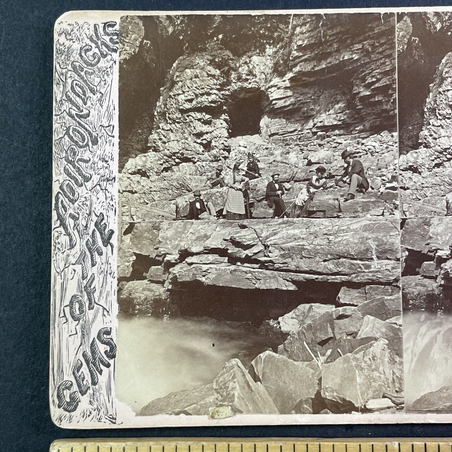 George W. Baldwin Self-Portrait Stereoview Ausable Chasm NY Antique c1870s Y042