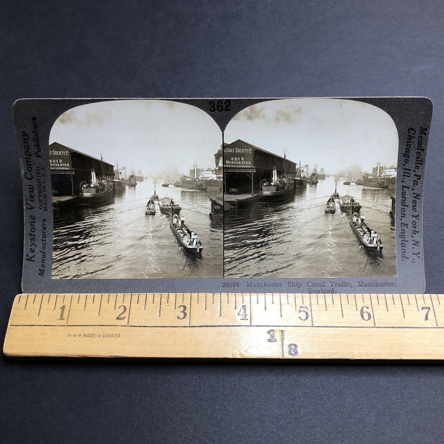 Antique 1920s Shipping Port In Manchester England UK Stereoview Photo Card P2016