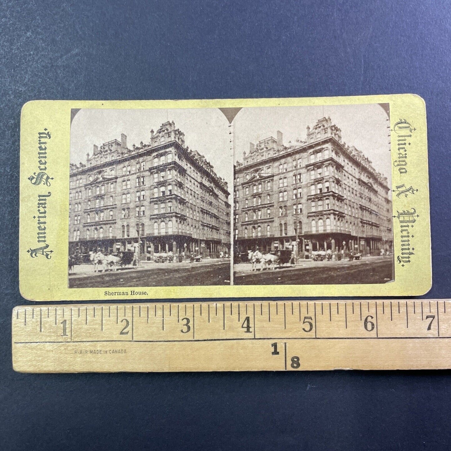 Sherman House Hotel Stereoview Randolph Street Chicago Antique c1872 X2414