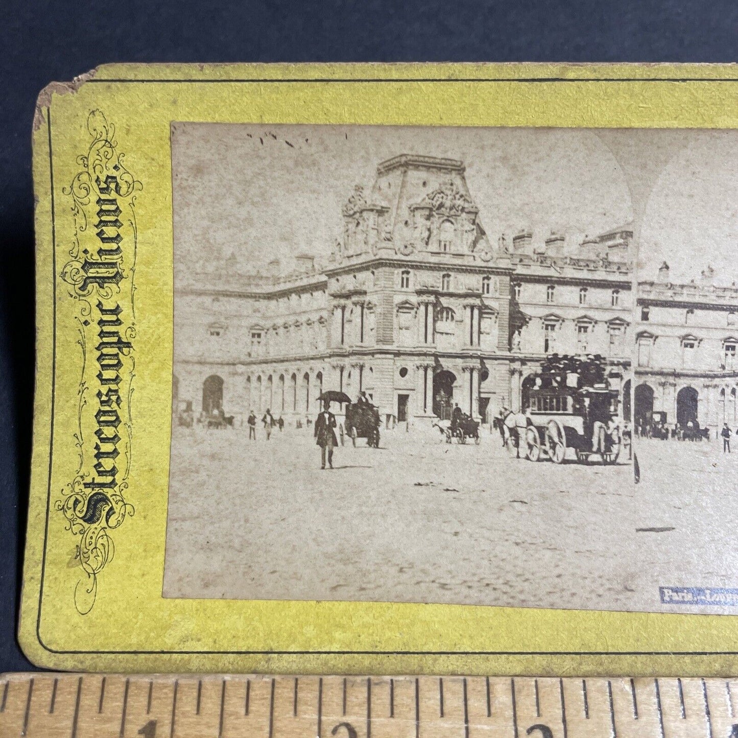 Antique 1870s The Louvre Art Gallery Paris France Stereoview Photo Card P4145