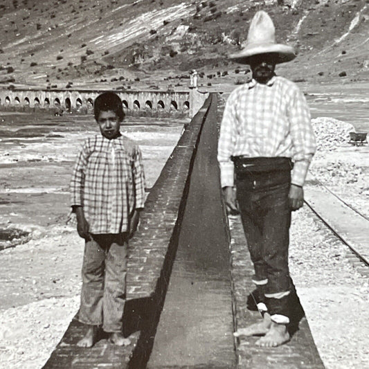Antique 1900 Freshwater Aqueduct Guadalupe Mexico Stereoview Photo Card P4438