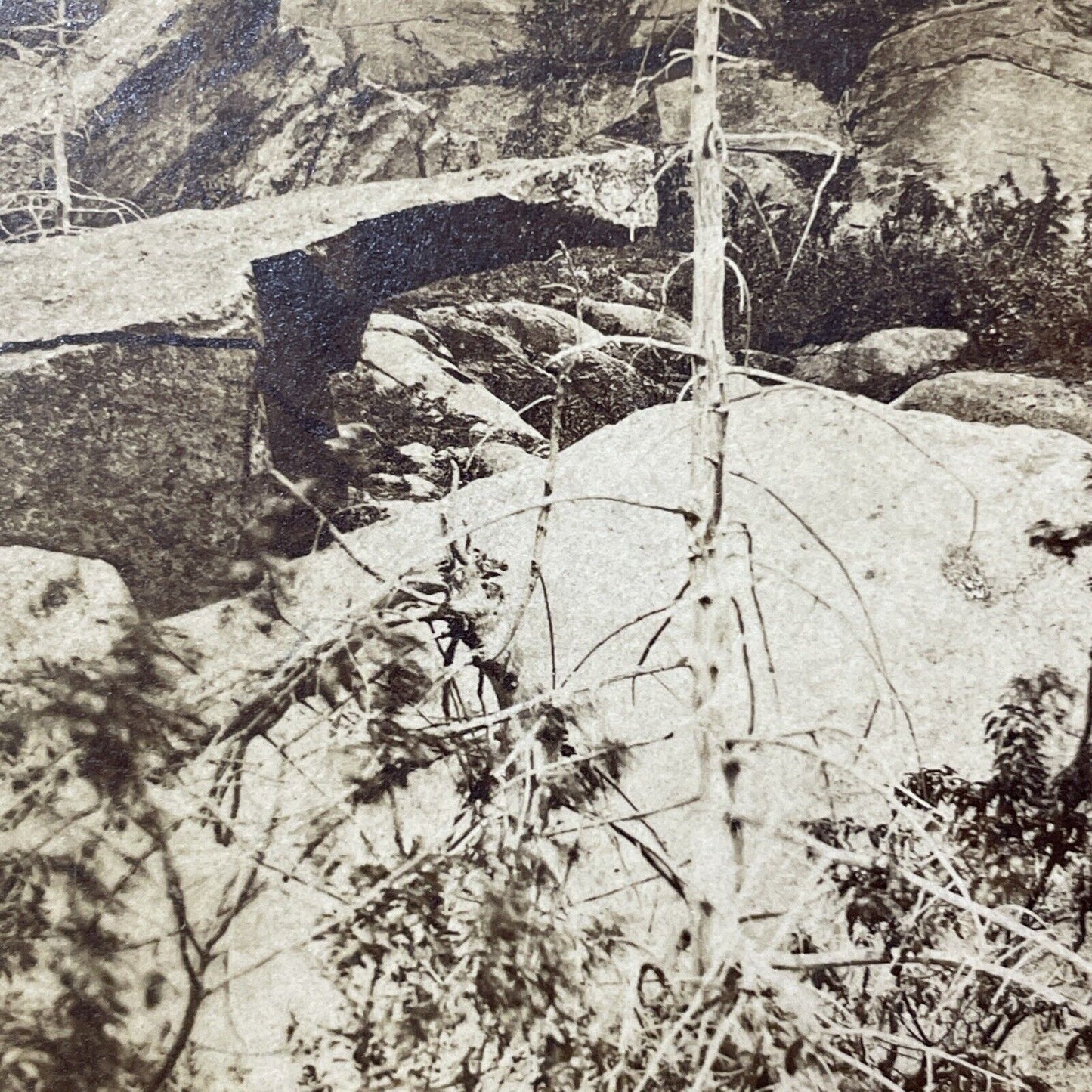 Antique 1870s Mount Monadnock Jumping Off Rock Stereoview Photo Card V2107