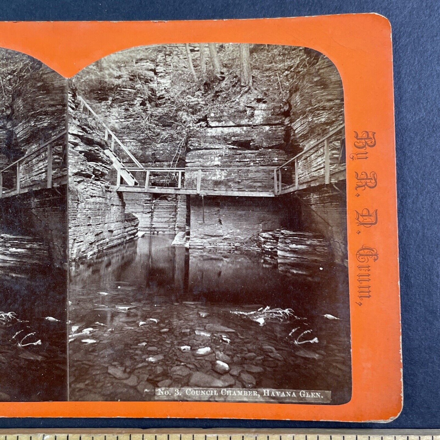 Council Chamber Watkins Glen New York Stereoview R.D. Crum Antique c1870 Y1214