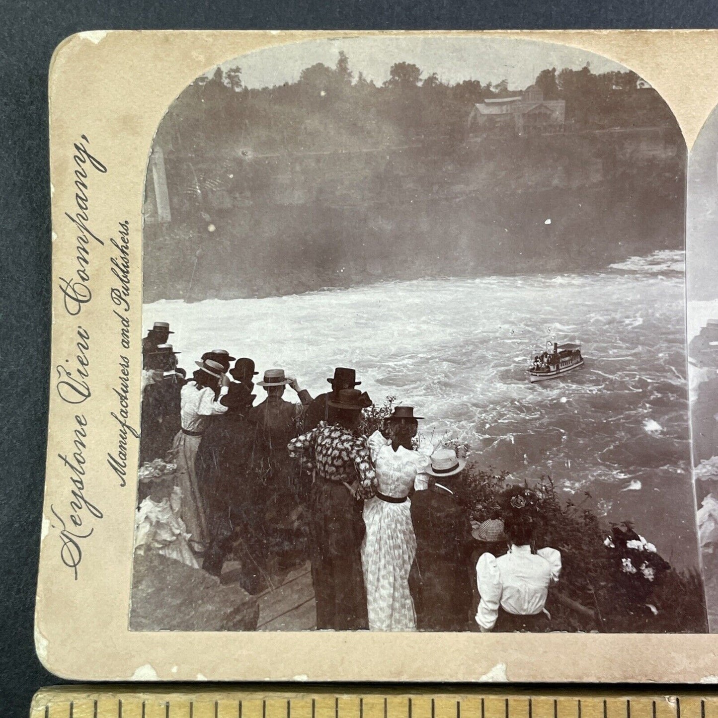 Maid of the Mist Steamboat Niagara River Rapids Stereoview Antique c1898 Y1440