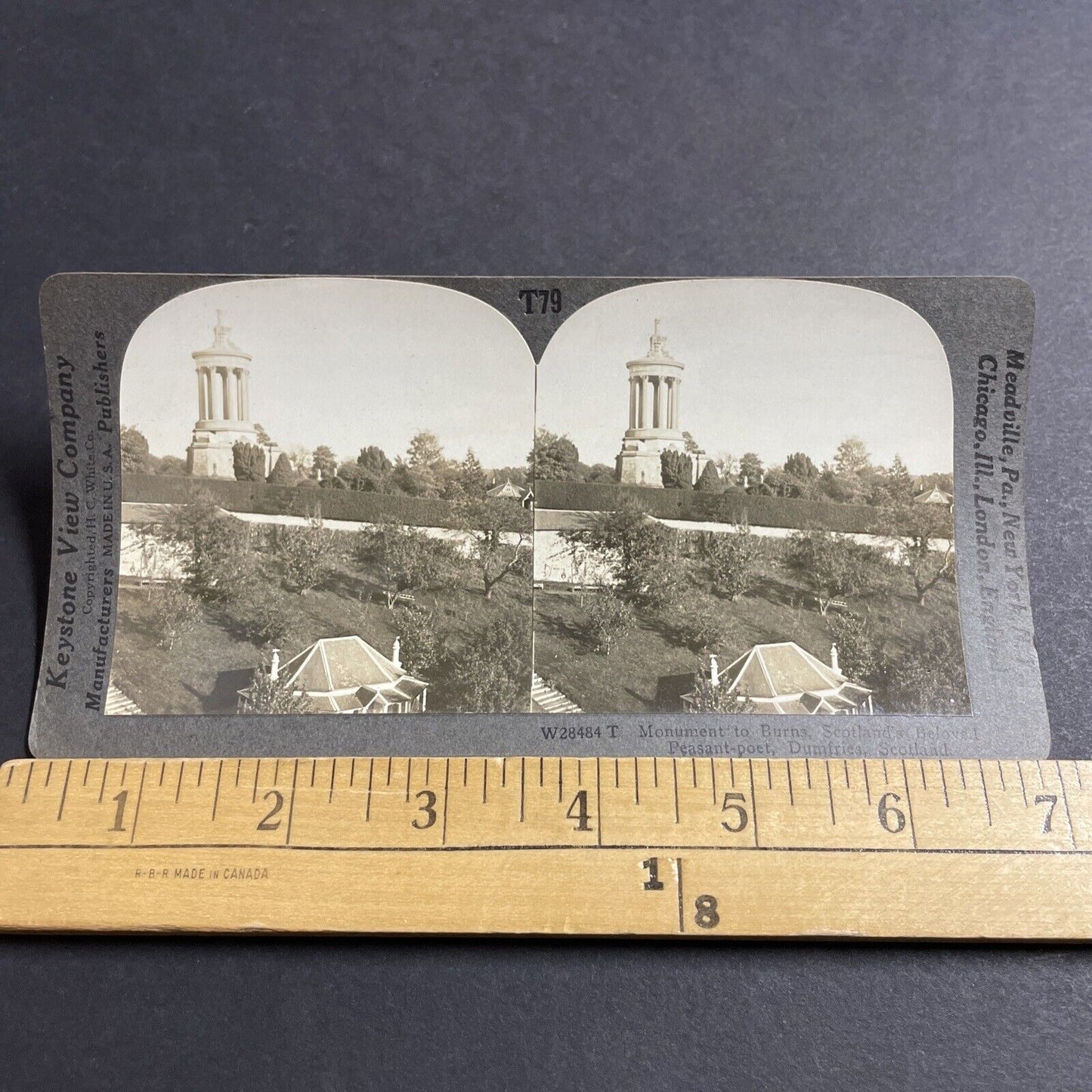 Antique 1920s Robbie Burns Monument Dumfries Scotland Stereoview Photo Card 5097