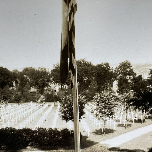 Antique 1919 American Graves Cemetery Paris France Stereoview Photo Card V2848