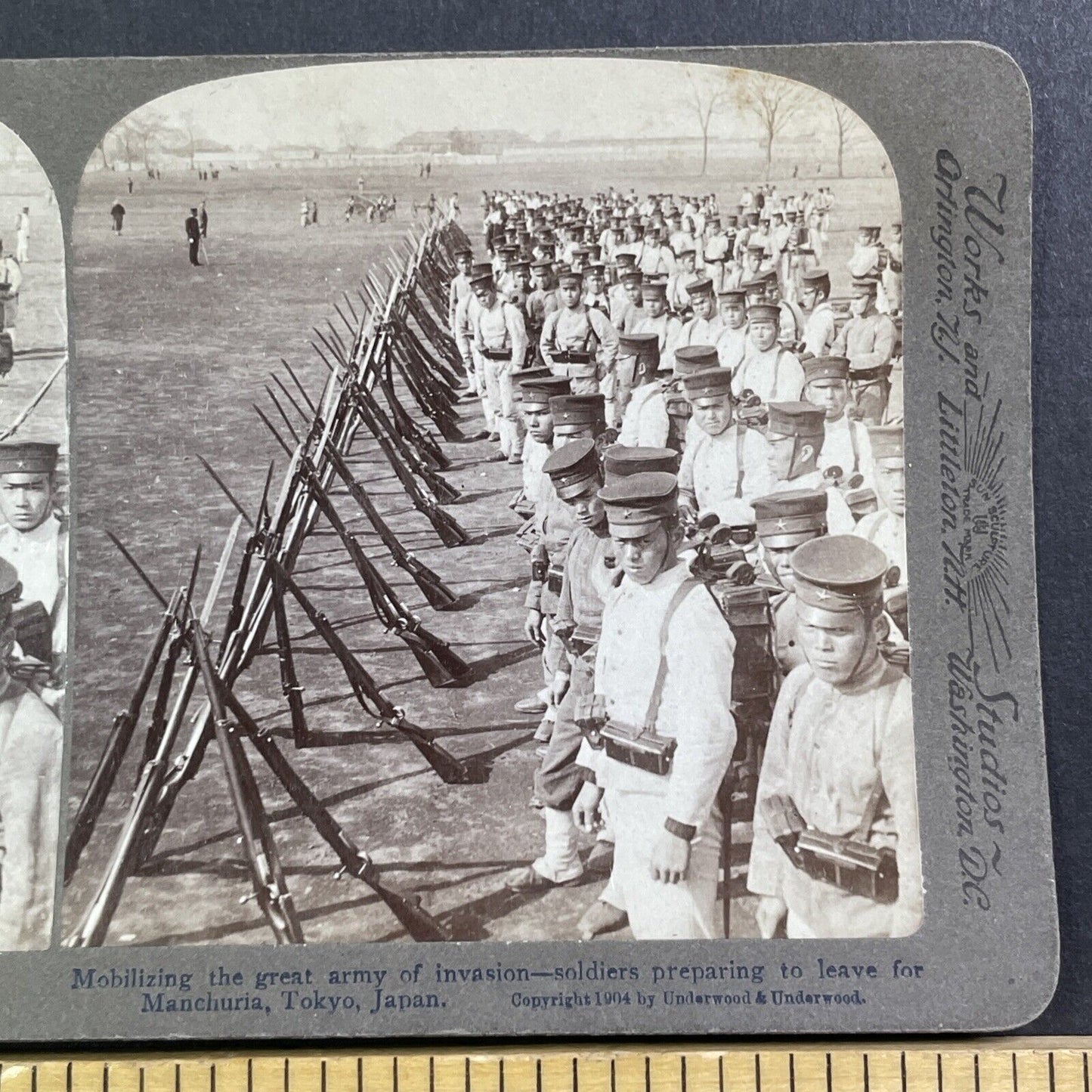 Japanese Soldiers Mobilized Stereoview Russo-Sino War Antique c1904 X4069