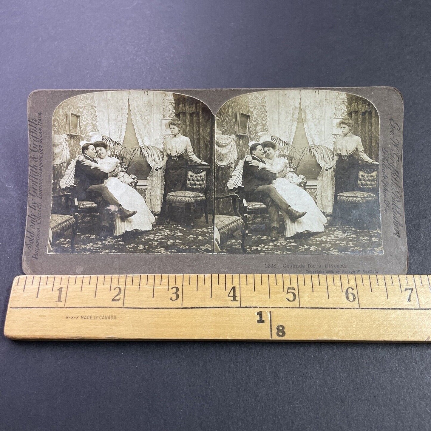 Antique 1900 Man Gets Caught Cheating On Wife Stereoview Photo Card P3430