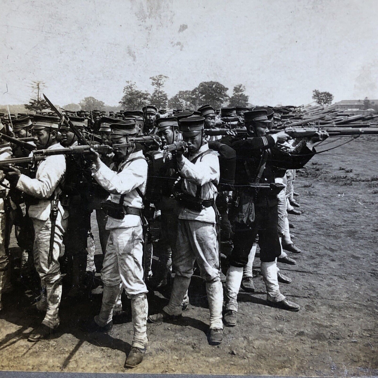 Antique 1904 Japanese Soldiers At War With Russia Stereoview Photo Card P1957