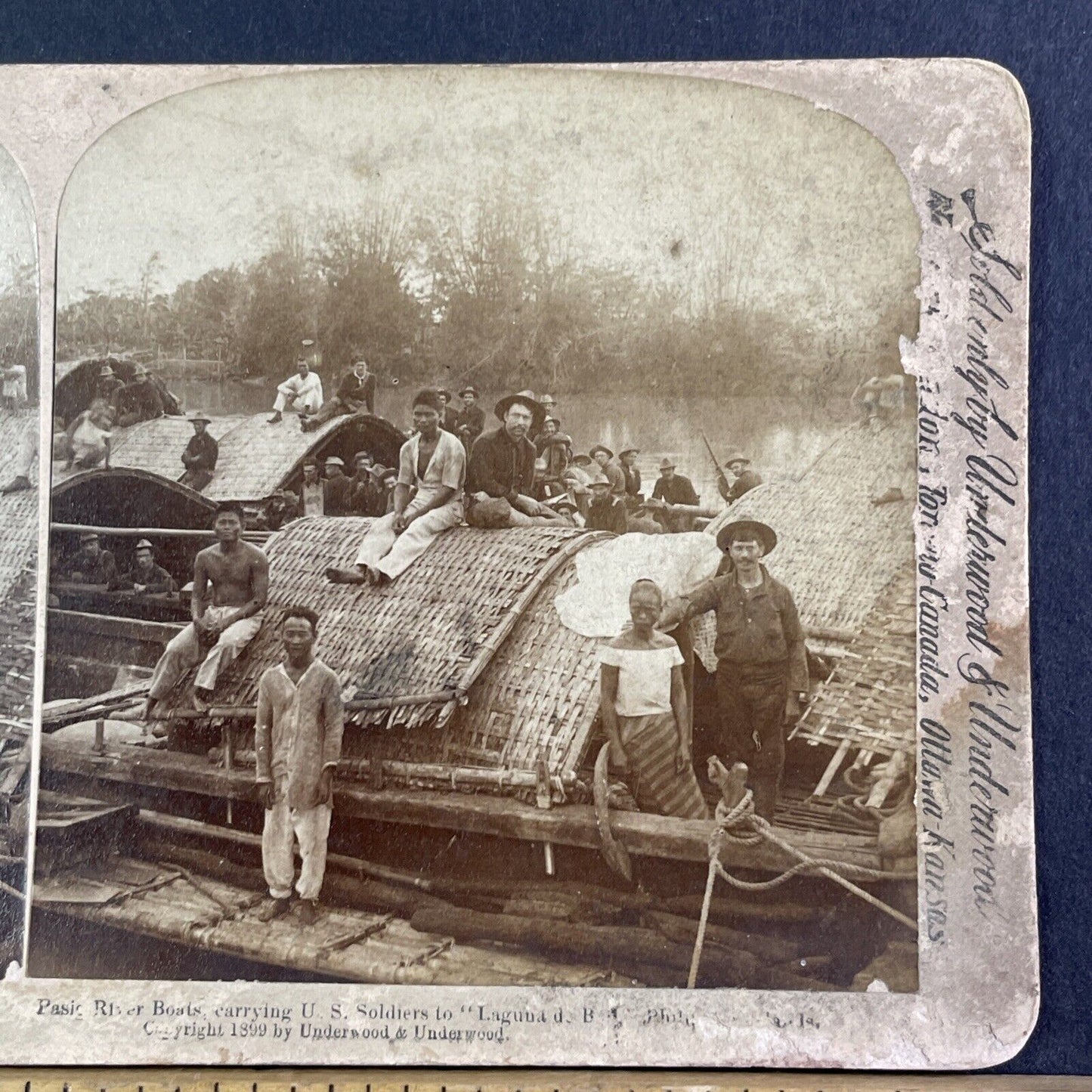 US Soldier Hugs Captured Philippino Woman Stereoview Antique c1899 X3520