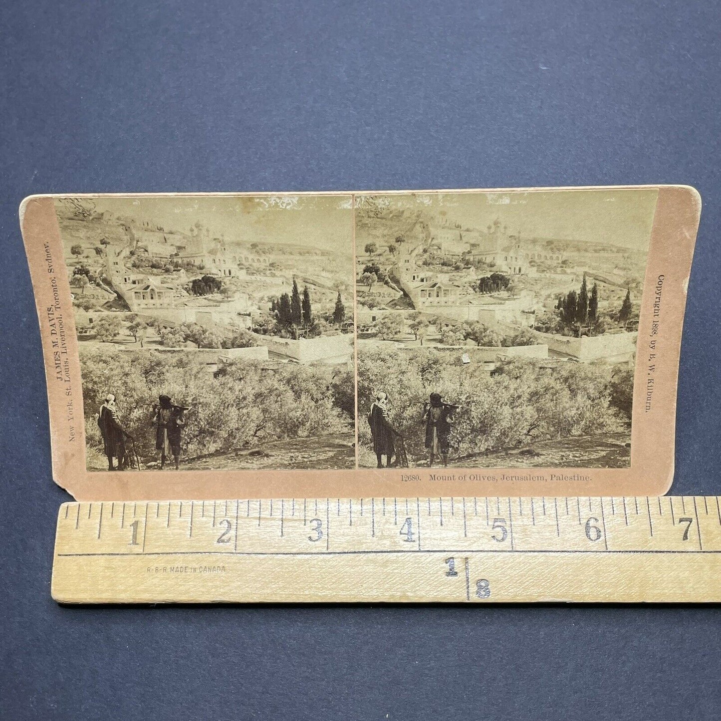 Antique 1898 Hunters Outside Of Jerusalem Israel Stereoview Photo Card P1873