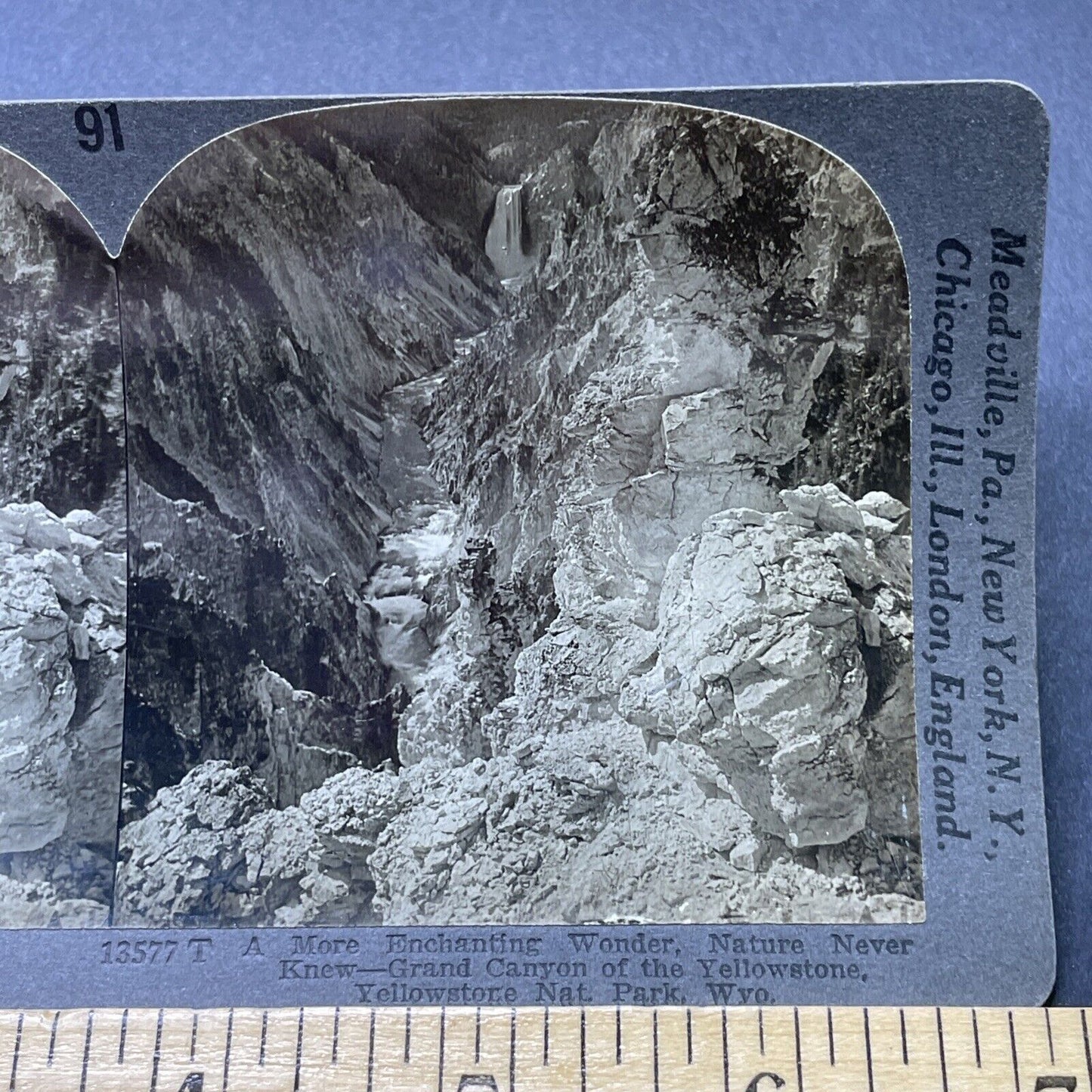 Antique 1910s Yellowstone Grand Canyon Waterfall Stereoview Photo Card P2762