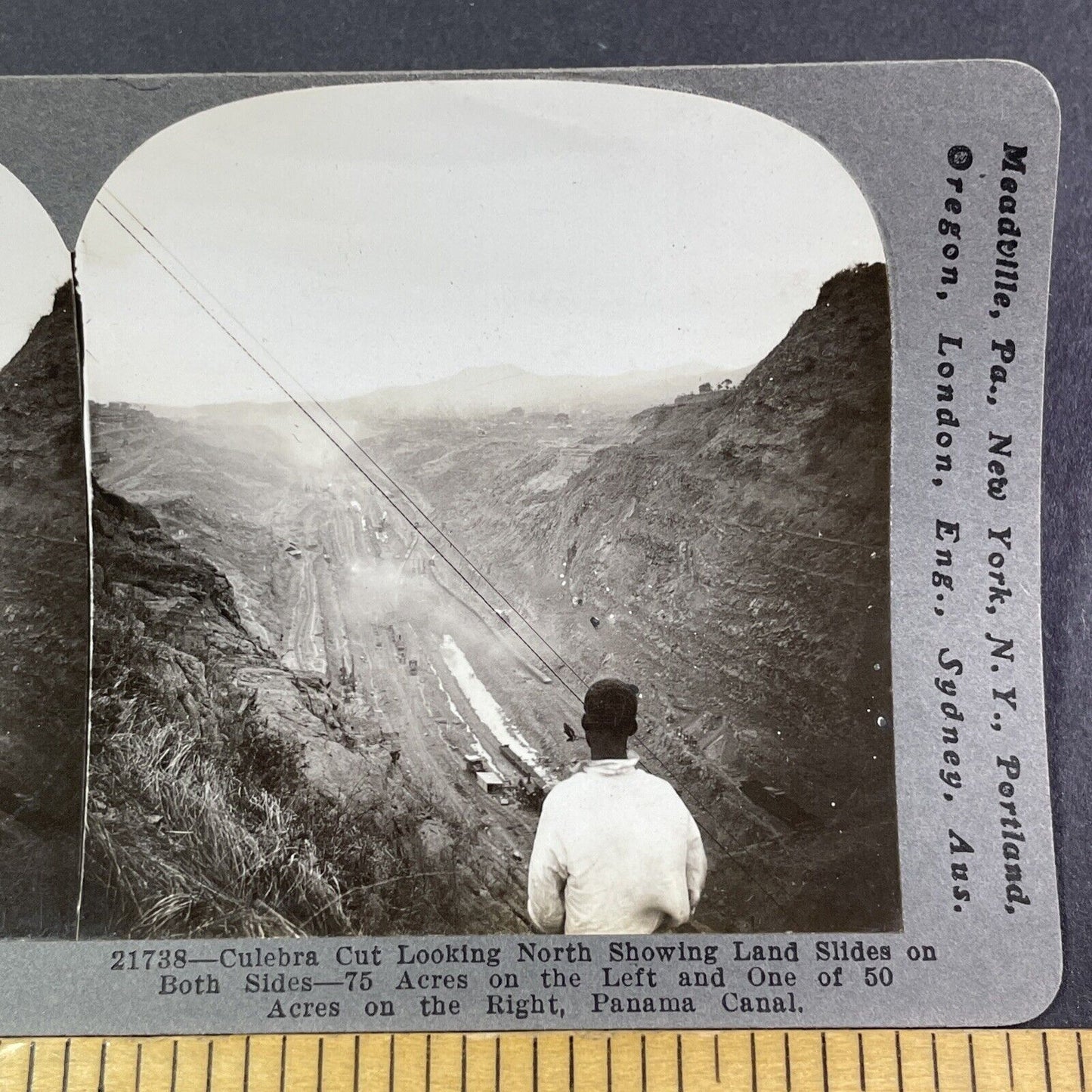 Deep Panama Canal Culebra Cut Excavation Stereoview Antique c1913 Y2825