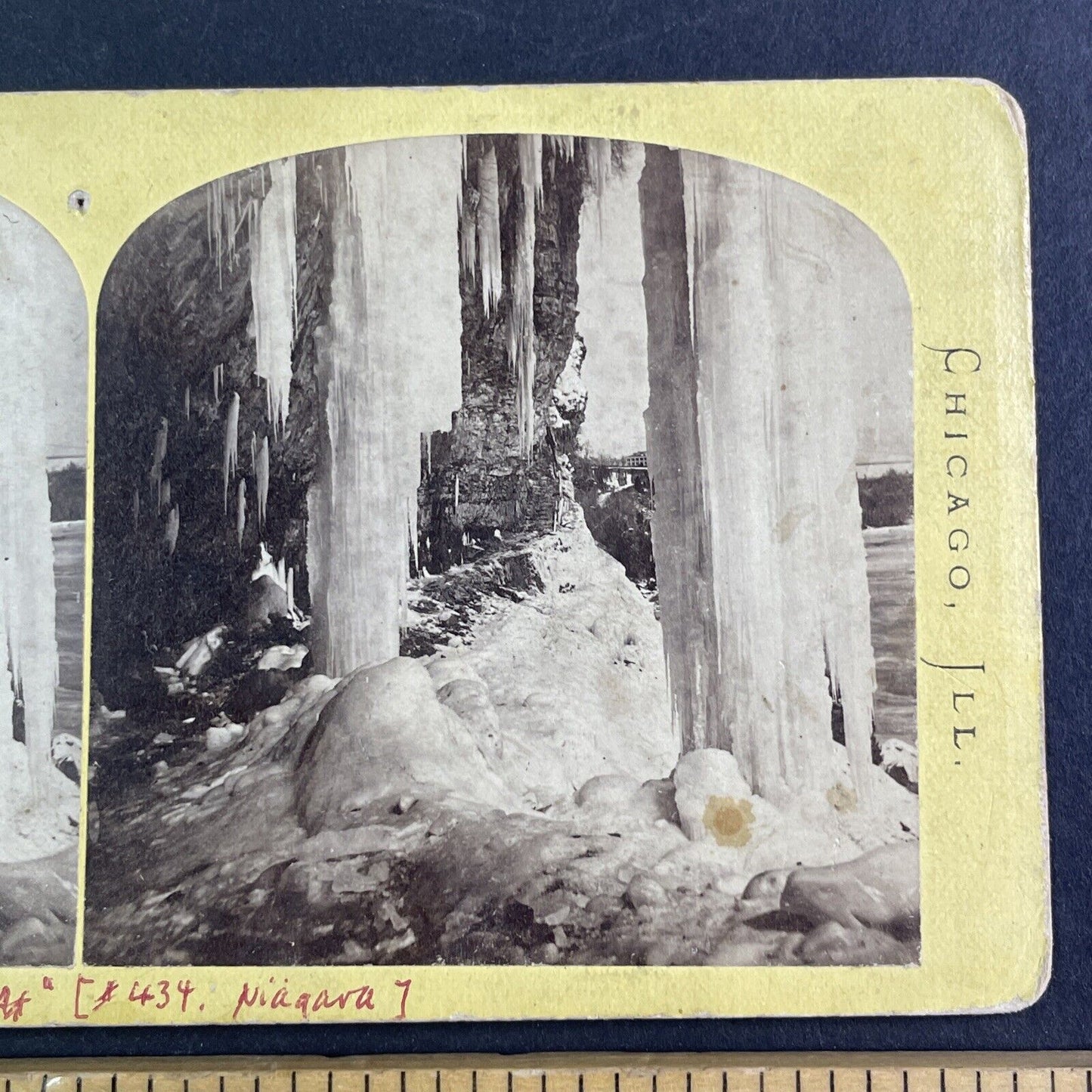 Ice Columns Below Niagara Falls Stereoview Lovejoy & Foster Antique c1870s Y2609