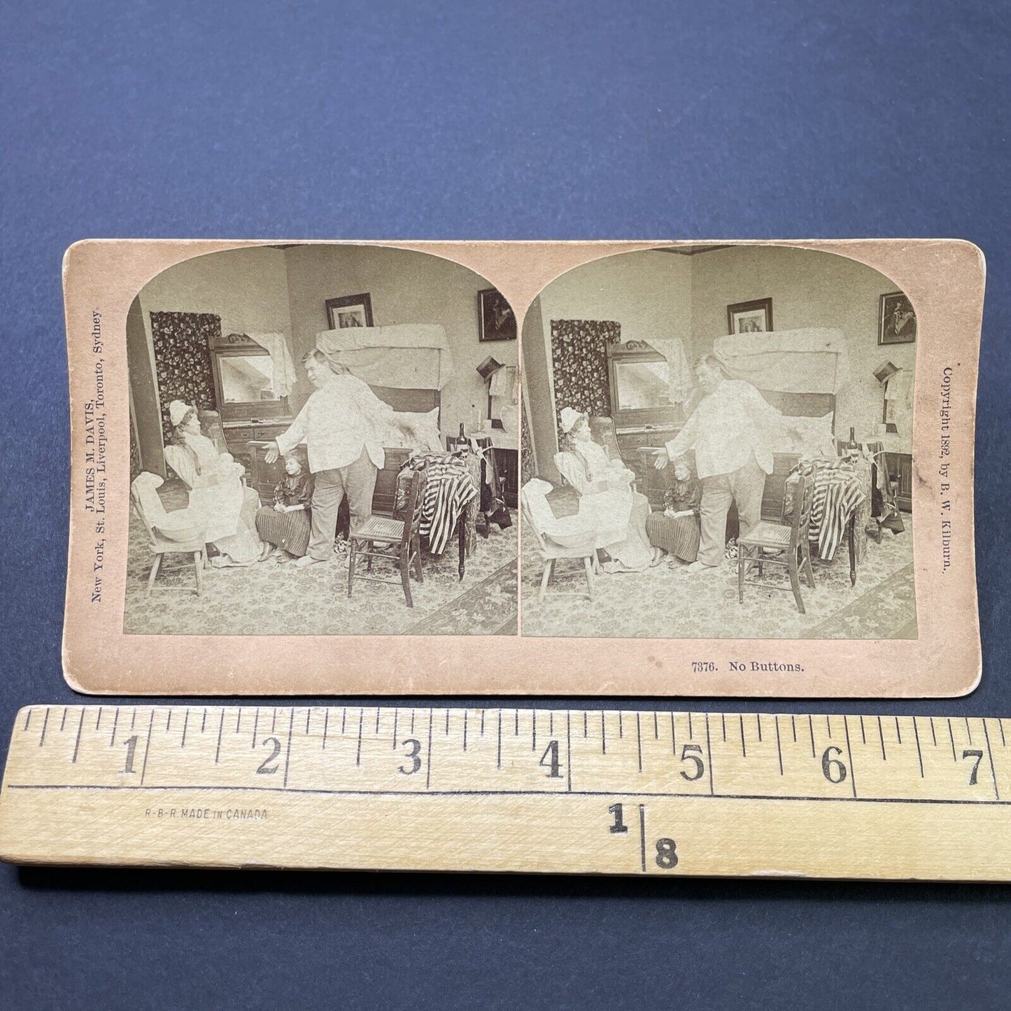 Antique 1892 Large Man In Pullover Shirt Stereoview Photo Card P2551