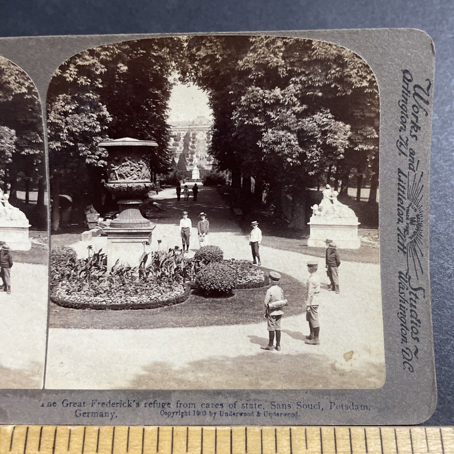 Antique 1903 Sanssouci Palace Potsdam Germany Stereoview Photo Card P5124