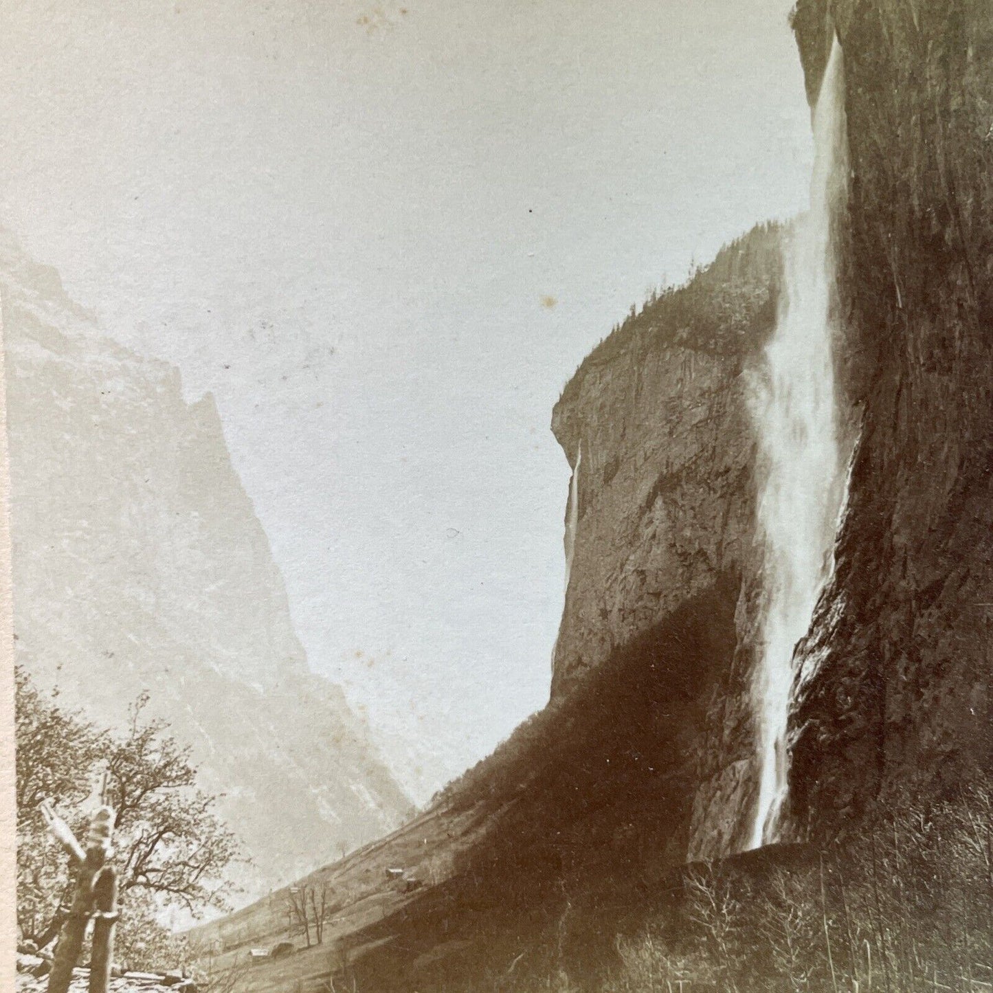 Antique 1885 Staubbach Falls Lauterbrunnen Schweiz Stereoview Photo Card P3321