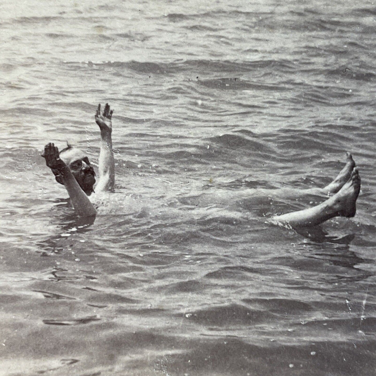 Antique 1890s Skinny Dipping In The Dead Sea Stereoview Photo Card P3841