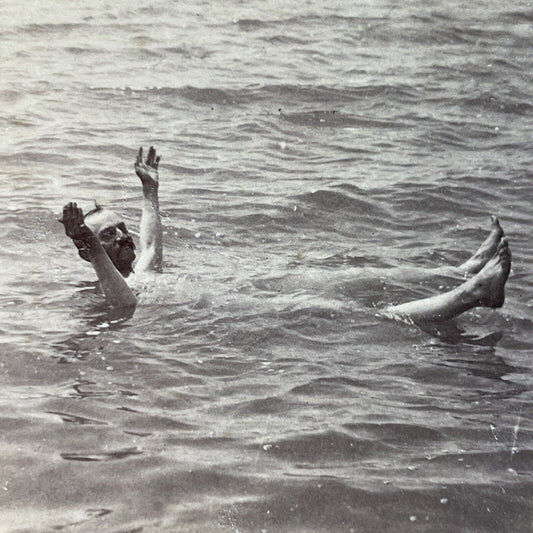 Antique 1890s Skinny Dipping In The Dead Sea Stereoview Photo Card P3841