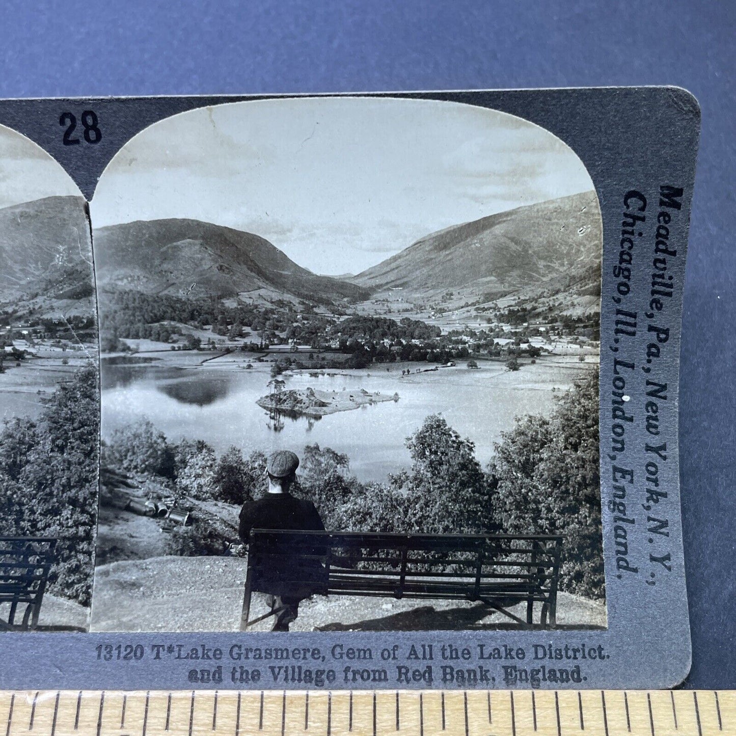 Antique 1910s Lake Grasmere England Stereoview Photo Card P2774