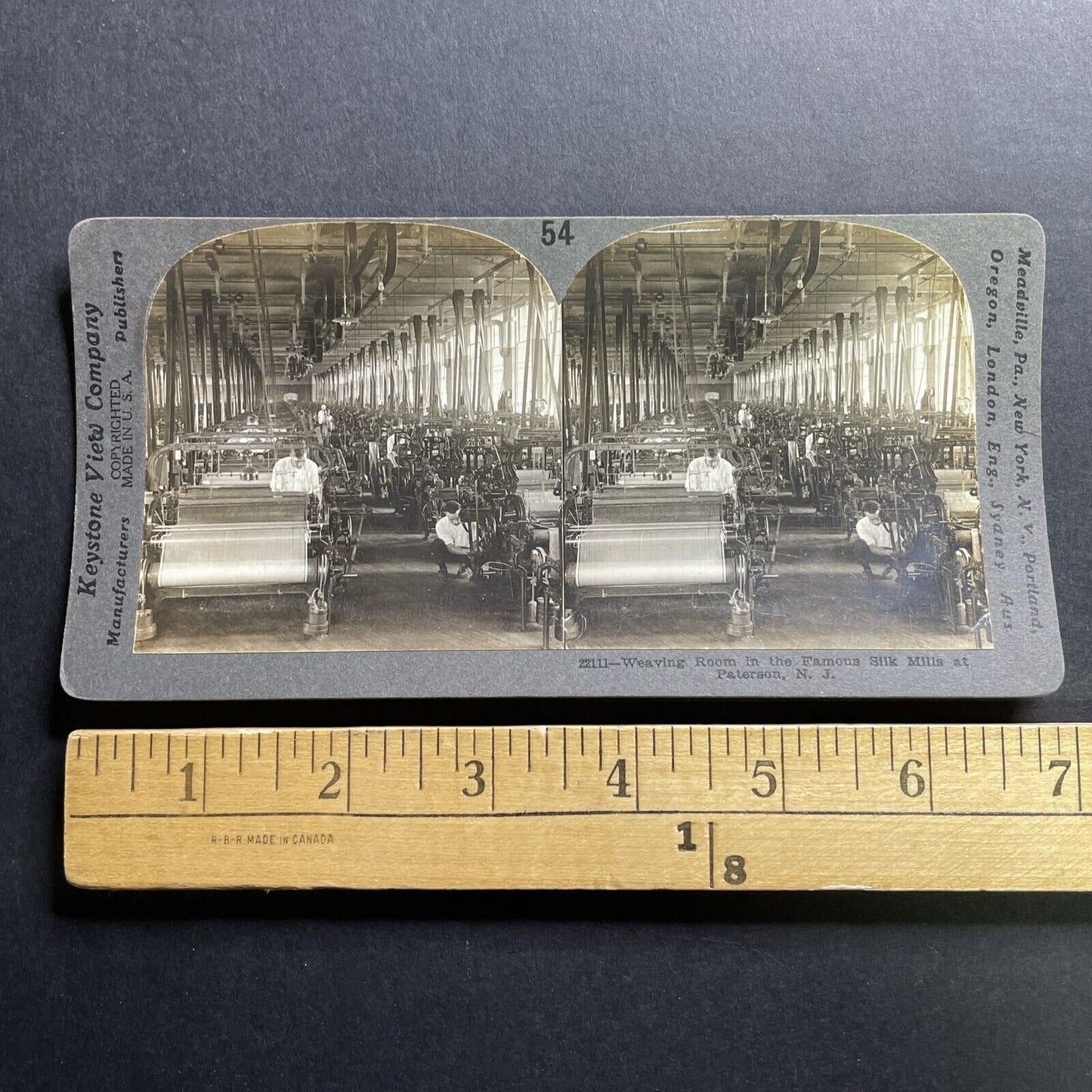 Antique 1909 Silk Factory Paterson New Jersey Stereoview Photo Card P1776