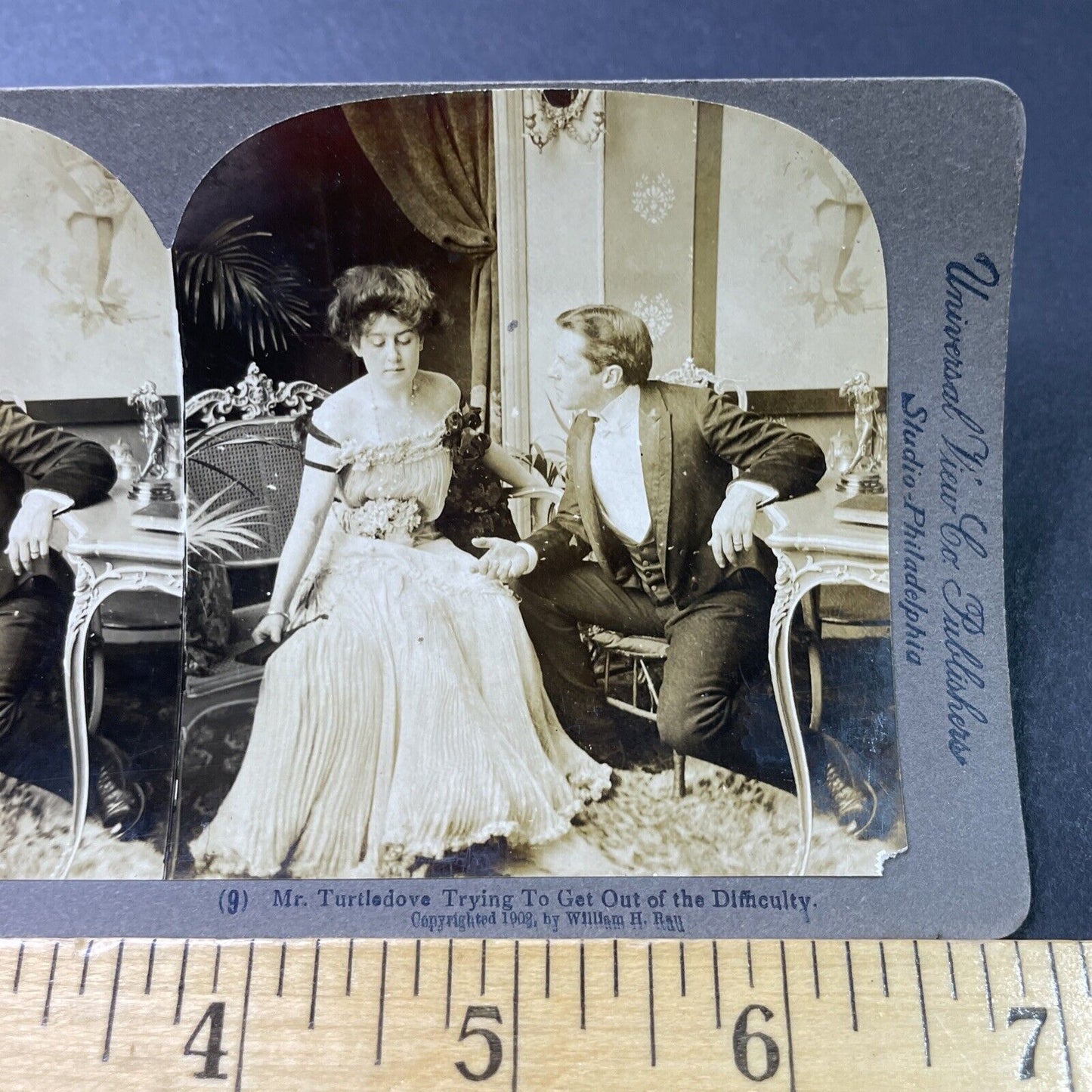 Antique 1902 Man Has Affair On Wife Begs Forgiveness Stereoview Photo Card P2879