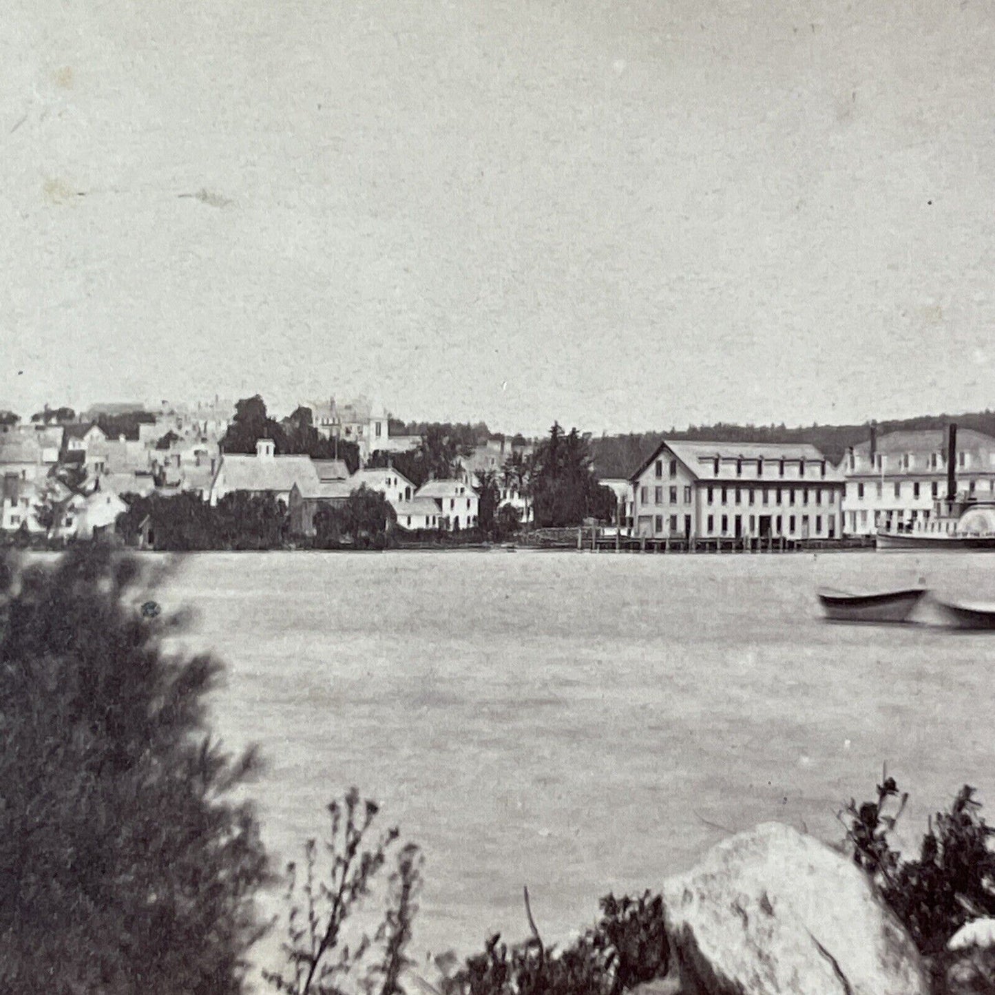 Steamship Lady Of The Lake Steamer Stereoview Wolfeboro NH Antique c1875 X1208