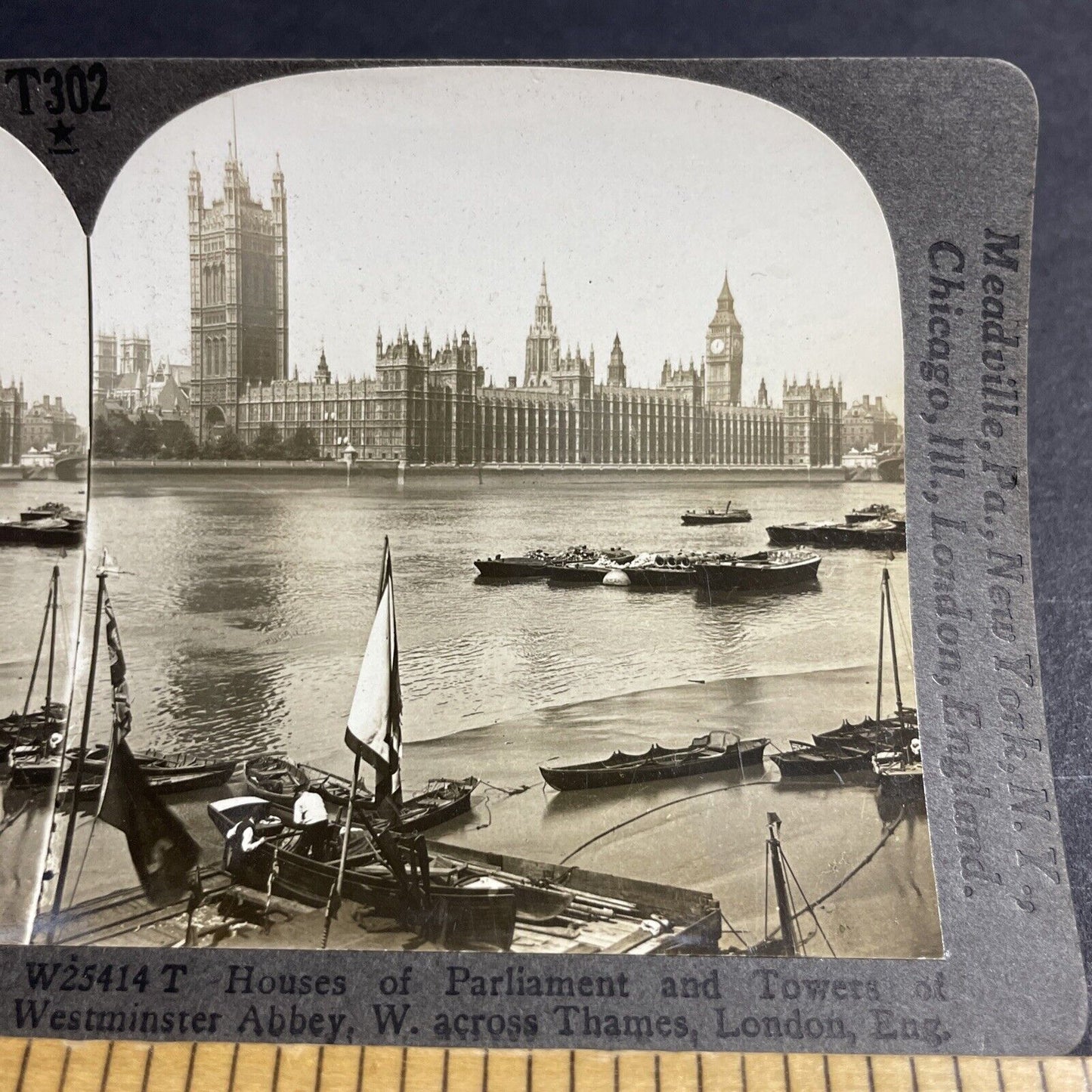 Antique 1910 House Of Parliament London England Stereoview Photo Card P4557