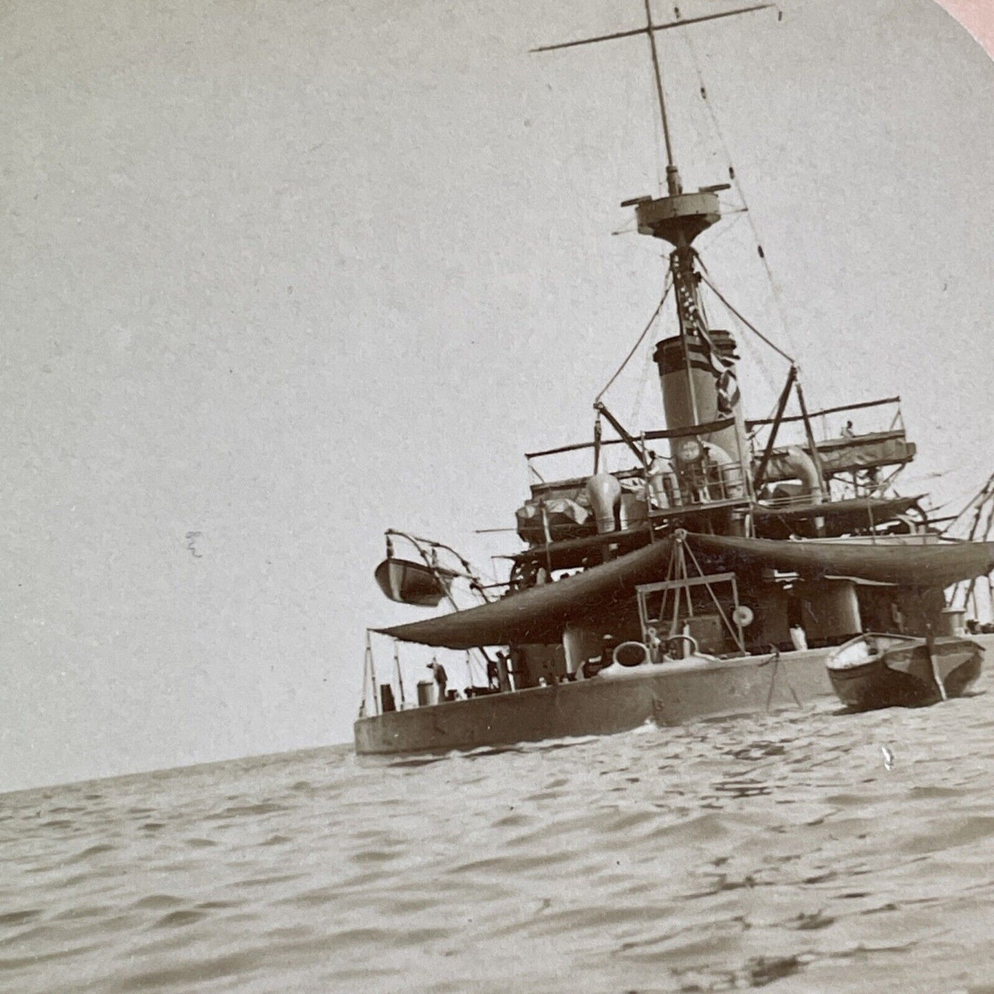 US Navy Gunship Patrol Vessel Stereoview BW Kilburn Antique c1898 X2844