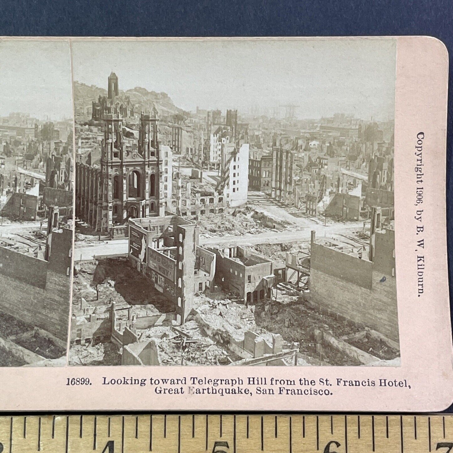 San Francisco Earthquake Union Square Stereoview Photo Card Antique 1906 X810