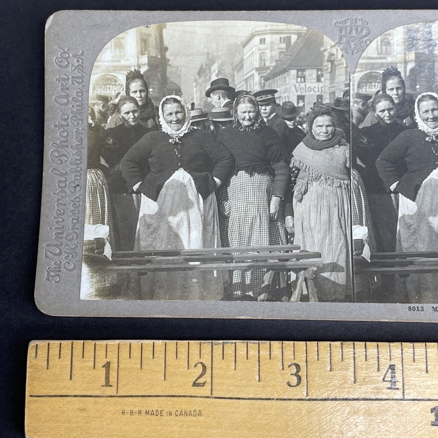 Antique 1900 Women At Market Oslo Norway Stereoview Photo Card PC838