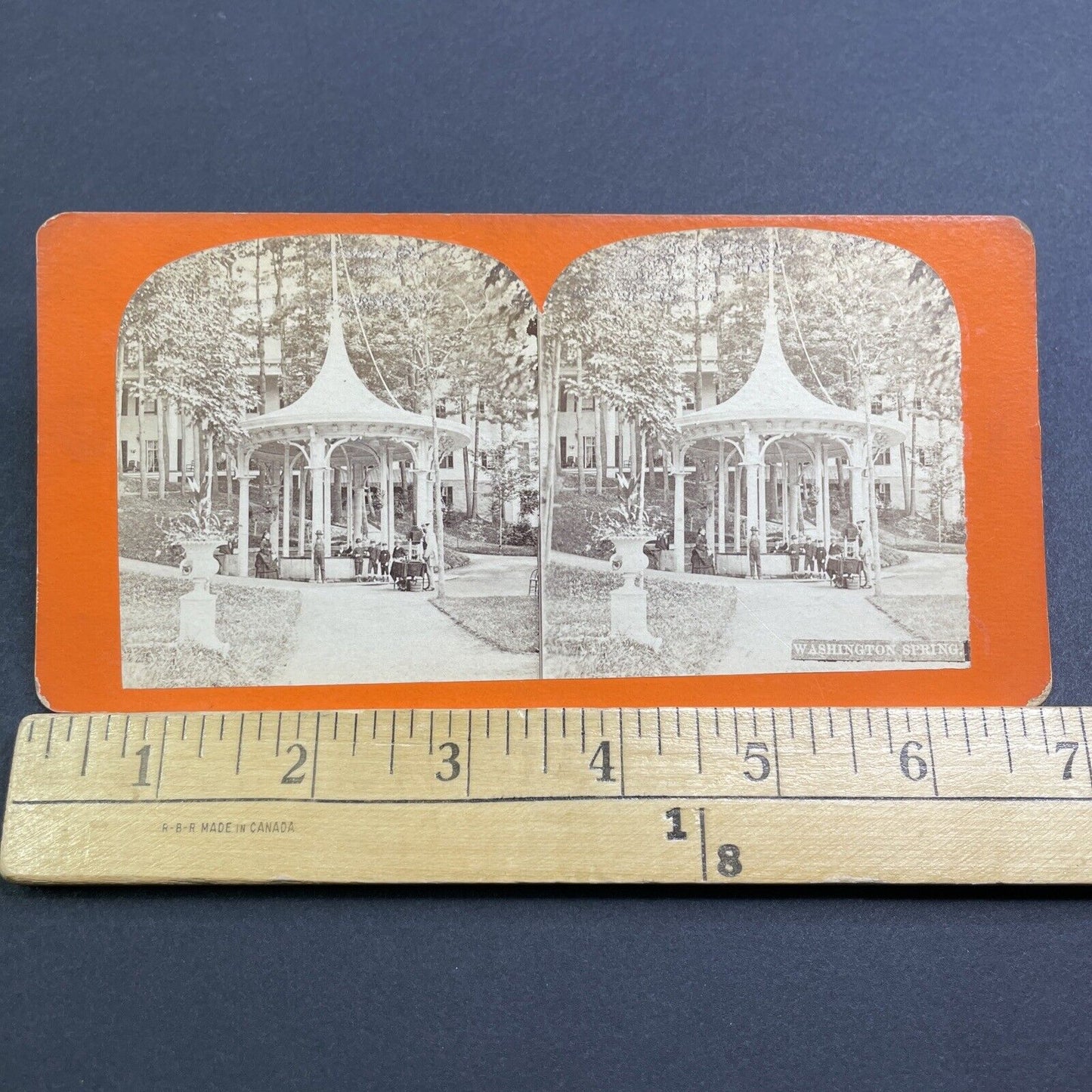 Antique 1870s Washington Spring Saratoga Springs NY Stereoview Photo Card V497