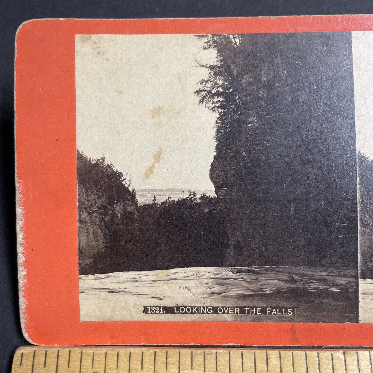 Antique 1860s The Top Of Watkins Glen Waterfall Stereoview Photo Card P4894