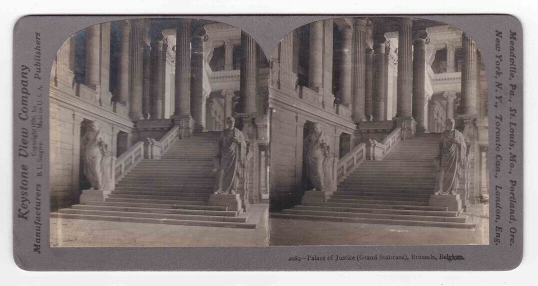 Antique 1896 Palace Of Justice Grand Staircase Brussels Belgium Stereo Card P143