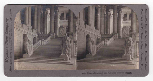 Antique 1896 Palace Of Justice Grand Staircase Brussels Belgium Stereo Card P143