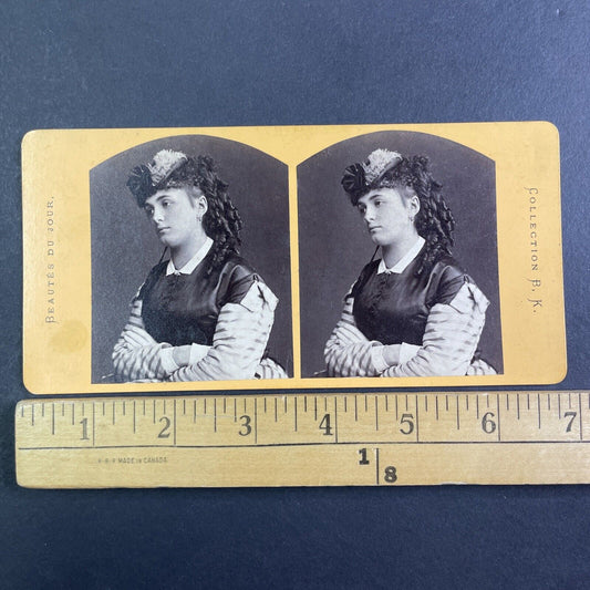 Beautiful French Woman Traditional Clothing Stereoview Antique c1870 X3214