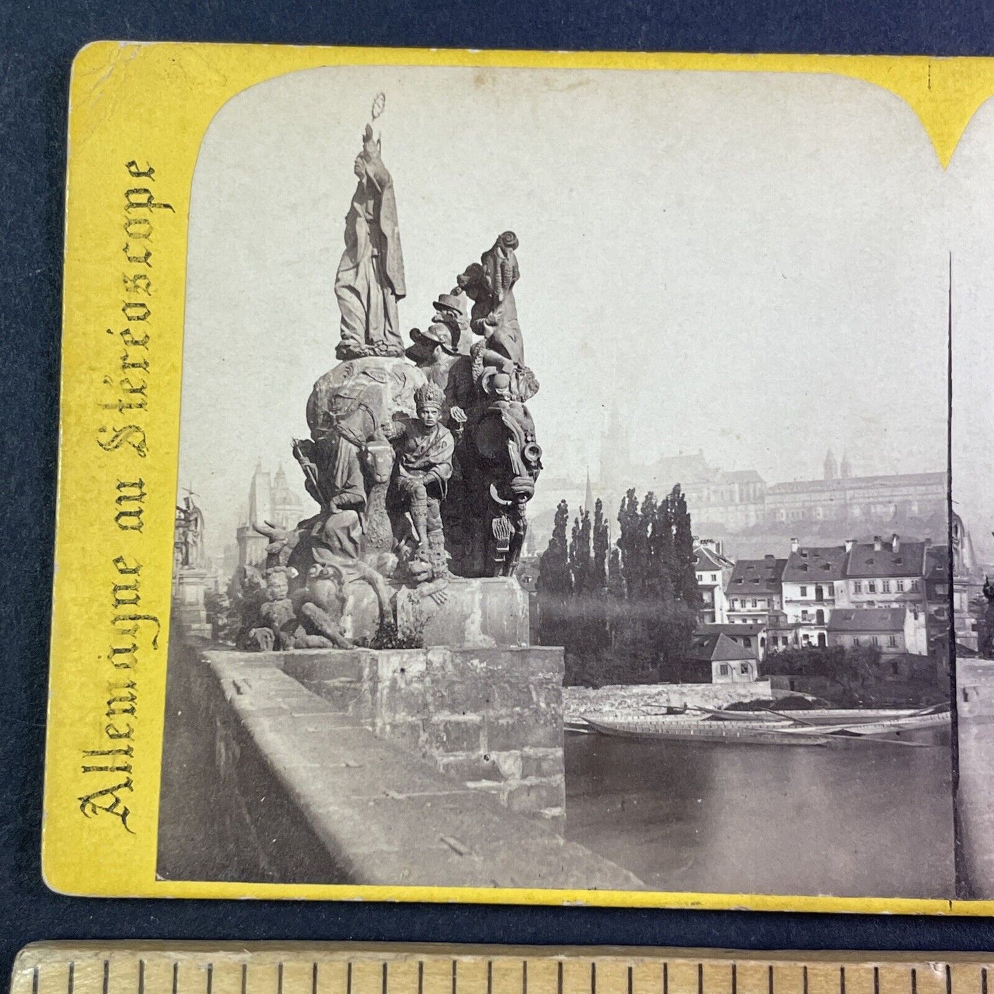 Francis Xavier Charles Bridge Prague Stereoview Czech Republic c1870s Y2205