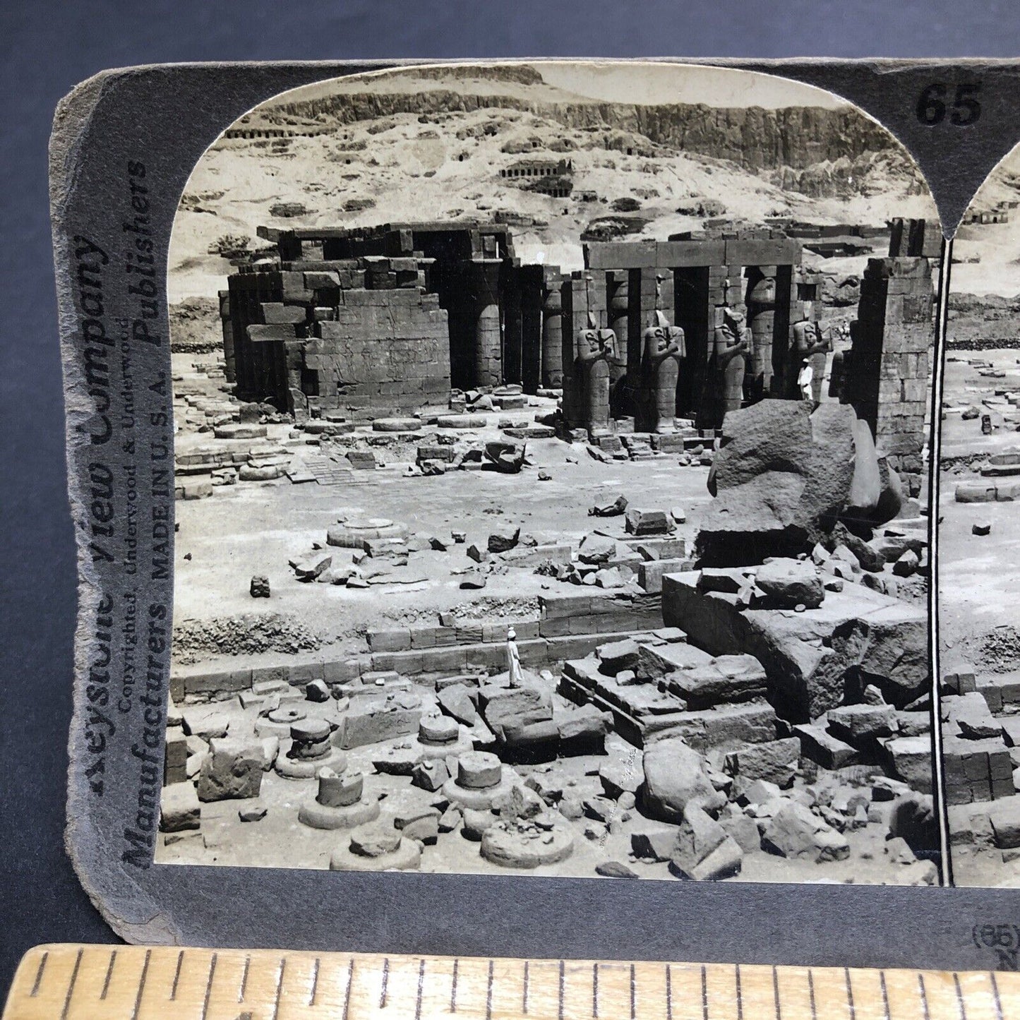 Antique 1910s Ramesseum Temple Luxor Egypt Stereoview Photo Card P2042