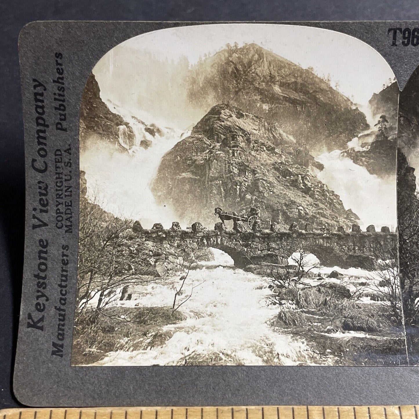 Antique 1910s Latefossen Latefoss Waterfall Norway Stereoview Photo Card P5103