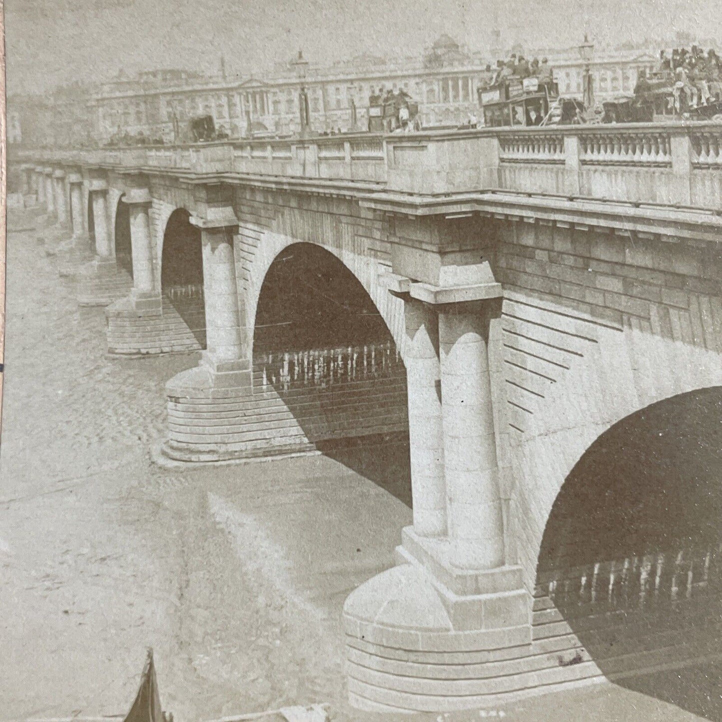 Antique 1891 Waterloo Bridge London England Stereoview Photo Card P4603