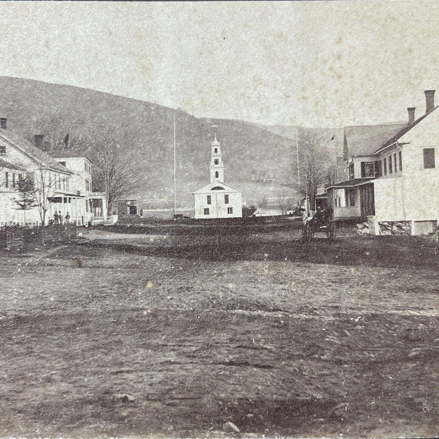 Antique 1870s Wentworth Village Common New Hampshire Stereoview Photo Card V1932