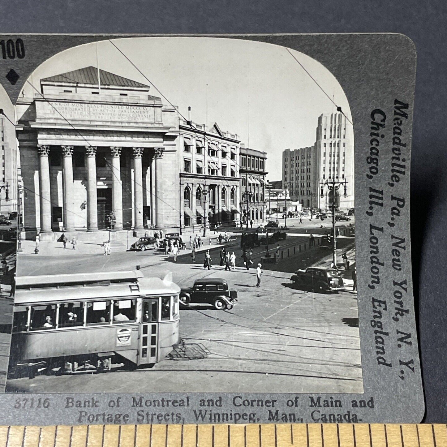 Antique 1930s Bank Of Montreal Winnipeg Manitoba Stereoview Photo Card V2650