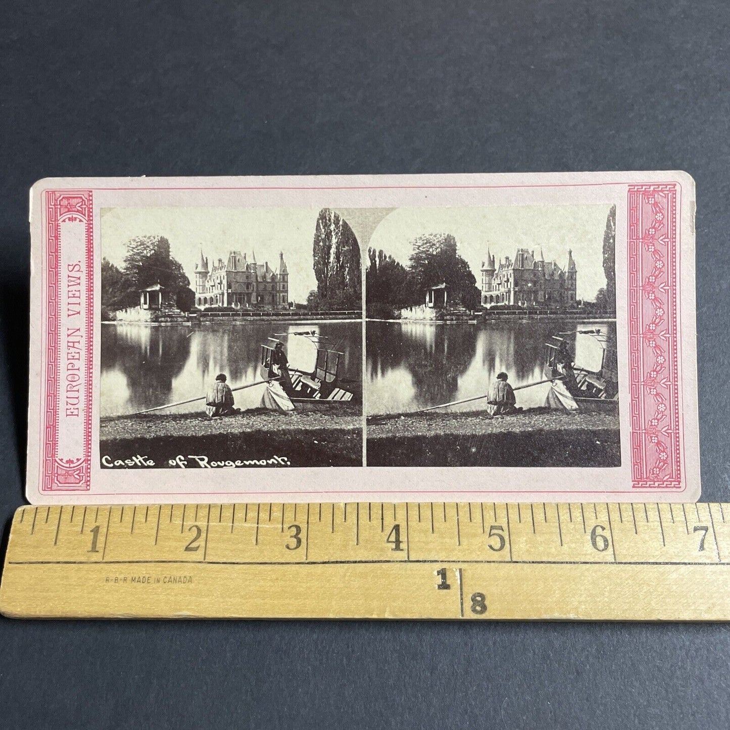 Antique 1870s Schadau Castle Thun Switzerland Stereoview Photo Card P4227