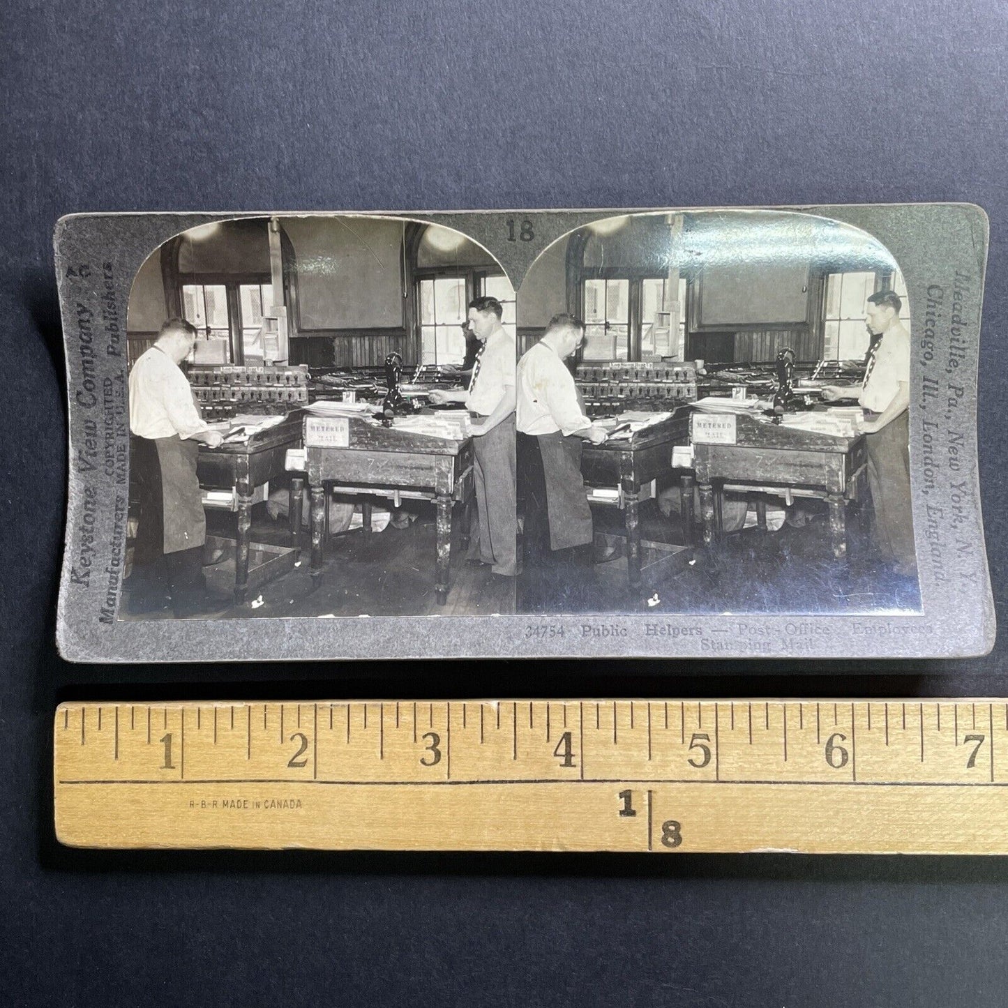 Antique 1920s USPS Stamps Metered Mail Letters Stereoview Photo Card P1692